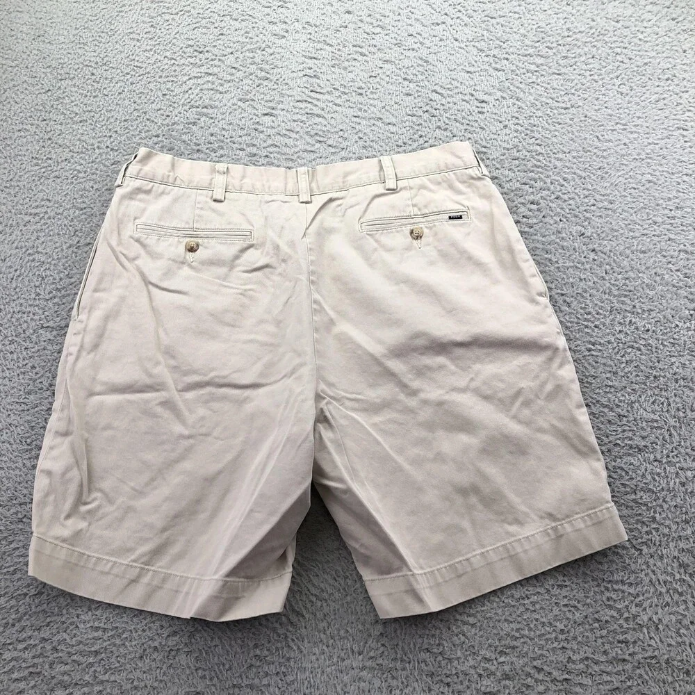 Polo Ralph Lauren Shorts Mens 34 Beige Chino Pleated 9 Inseam Classic Fit Summer
